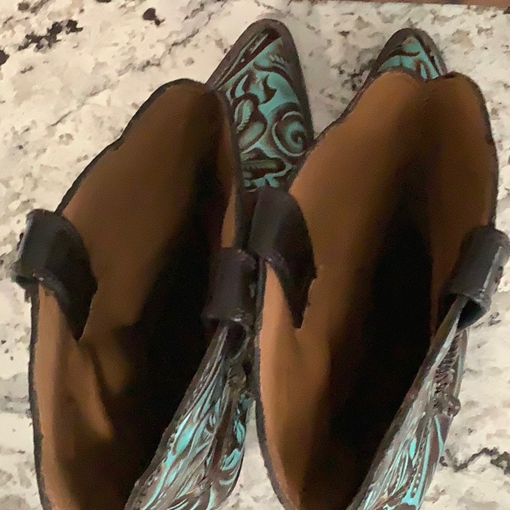 Patricia Nash turquoise and chocolate Heeled Boots - Picture 5 of 7